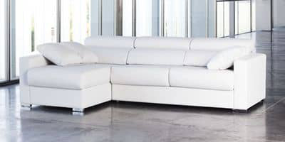 Sofá cama apertura italiana con chaise longje en color blanco