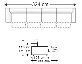 Sofá 5,5 plazas con 4 relax motor