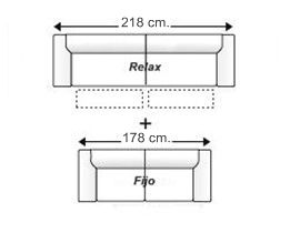 Conjunto sofá relax 3 plazas + sofá fijo 2 plazas