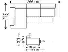 Sofá esquinero 3 plazas con 2 asientos deslizantes XL derecha
