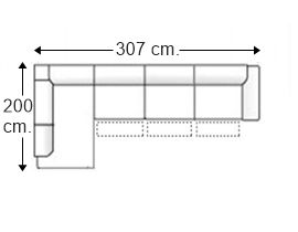 Sofá esquinero 5 plazas con 3 relax motor derecha