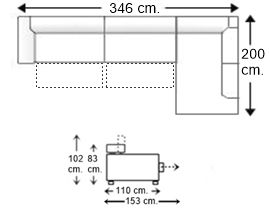 Sofá esquinero 5 plazas con 2 asientos deslizantes XL izquierda
