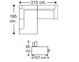 Sofá chaise longue 2,5 plazas derecha