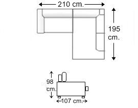 Sofá chaise longue 2,5 plazas izquierda