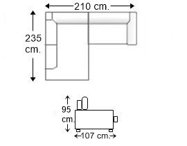 Sofá esquinero 2,5 plazas derecha