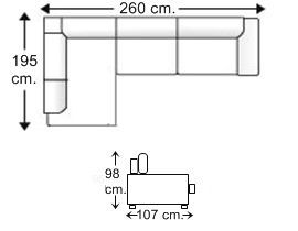 Sofá chaise longue 3 plazas derecha