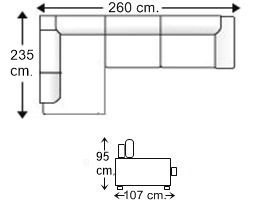 Sofá esquinero 3,5 plazas derecha