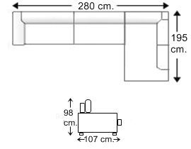 Sofá chaise longue 4 plazas izquierda