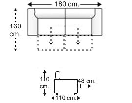 Sofá 2 plazas deslizantes XL, con brazos arcón