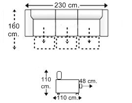 Sofá 3,5 plazas 3 deslizantes XL