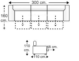 Sofá 5 plazas 3 deslizantes XL, con brazos arcón