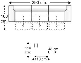 Sofá 5 plazas 3 deslizantes XL