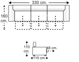 Sofá 5,5 plazas 3 deslizantes XL, con brazos arcón