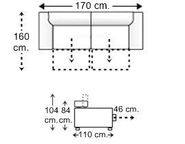 Sofá 2 plazas deslizantes XL con brazos arcón reducidos