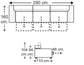 Sofá 5 plazas 3 deslizantes XL