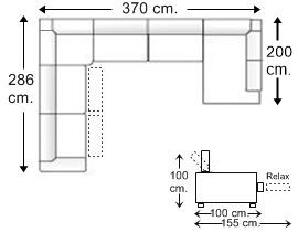Sofá rinconera 7 plazas con 2 relax motor en “U” izquierda