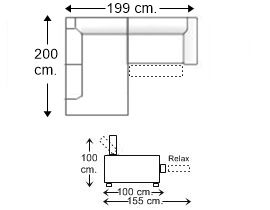 Sofá esquinero con 1 relax motor derecha