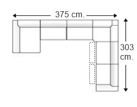 Sofá rinconera 7 plazas con 2 relax motor y chaise longue en U derecha