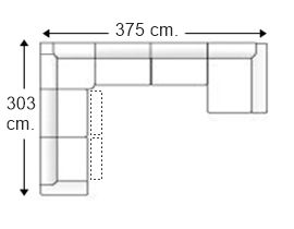 Sofá rinconera 7 plazas con 2 relax motor y chaise longue en U izquierda