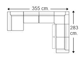Sofá rinconera 6 plazas con 2 relax motor y chaise longue en U derecha