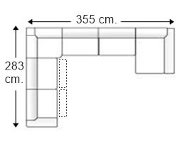 Sofá rinconera 6 plazas con 2 relax motor y chaise longue en U izquierda