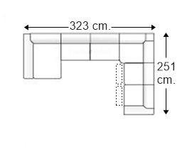 Sofá rinconera 4 plazas con 2 relax motor y chaise longue en U derecha