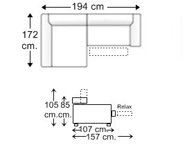 Sofá 1 asiento relax motor con chaise longue derecha
