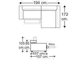 Sofá 1 asiento relax motor con chaise longue izquierda