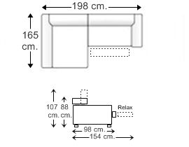Sofá relax 1 plaza con chaise longue derecha