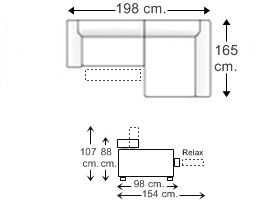 Sofá relax 1 plaza con chaise longue izquierda
