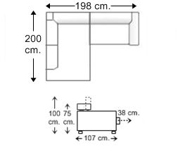Sofá 1 plaza con rincón-chaise longue derecha