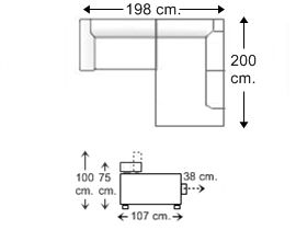 Sofá 1 plaza con rincón-chaise longue izquierda