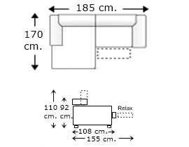 Sofá con 1 relax motor y chaise longue derecha