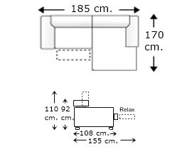 Sofá con 1 relax motor y chaise longue izquierda