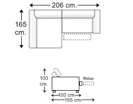 Sofá 1 relax motor con chaise longue arcón derecha