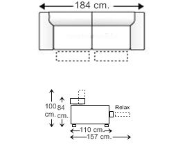 Sofá 2 plazas con 2 asientos relax motor