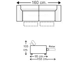 Sofá 2 plazas con 2 asientos relax motor brazos reducidos
