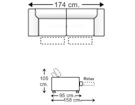 Sofá 2 plazas con 2 asientos relax motor