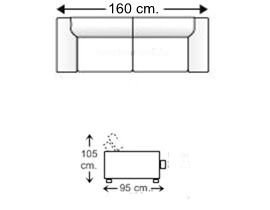 Sofá de piel 2 plazas con brazos reducidos