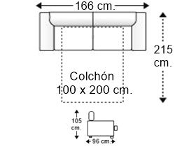 Sofá cama 2 plazas colchón de 100 x 200 cm