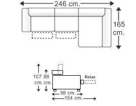 Sofá relax 2 plazas con chaise longue izquierda