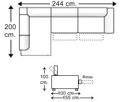 Sofá esquinero 3 plazas con 2 relax motor derecha