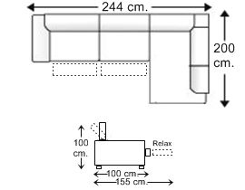 Sofá esquinero 3 plazas con 2 relax motor izquierda
