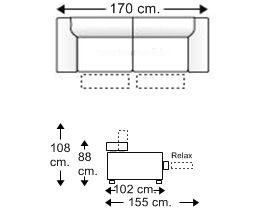 Sofá 2 plazas relax motor
