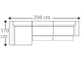 Sofá 3,5 plazas con 2 relax motor y chaise longue derecha