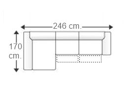 Sofá 2 plazas relax motor con chaise longue derecha