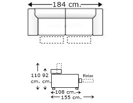 Sofá 2,5 plazas con 2 relax motor