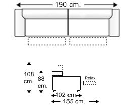 Sofá 2,5 plazas con 2 relax motor