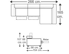 Sofá relax 2,5 plazas con chaise longue izquierda