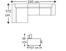 Sofá 2,5 plazas con chaise longue derecha
